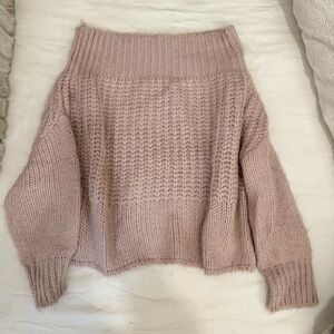 Off the Shoulder Light Pink Sweater